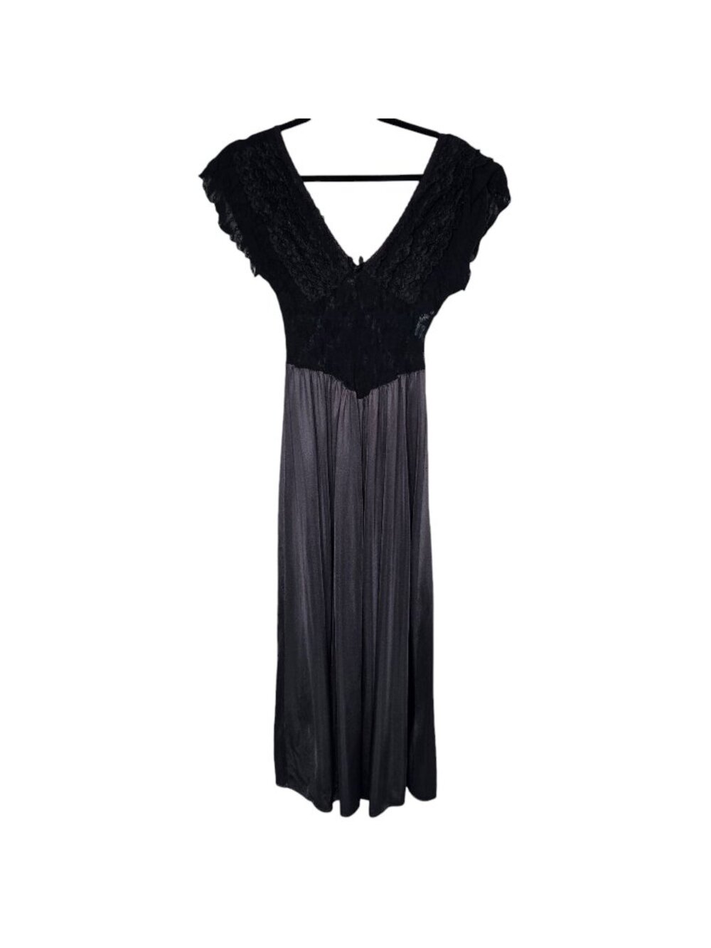 Vintage TJW S Slip Dress Black Lace Ruffle Babydoll Fairy Grunge Whimsigoth